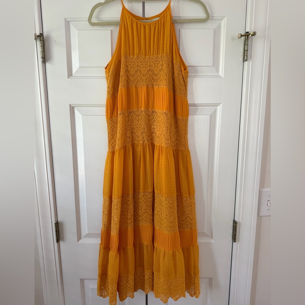 Anthropologie / HD in Paris Vibrant Orange Lace Maxi Dress